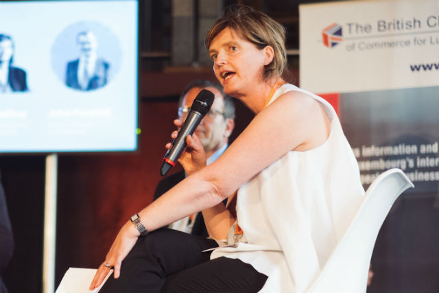 June 2018 archive photo shows Fiona Godfrey speaking at a Delano Live event on Brexit Sébastien Goossens