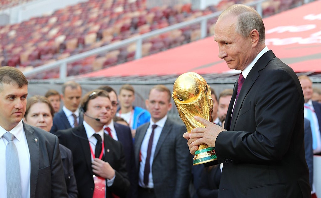 Vladimir Putin with the FIFA World Cup Trophy Tour at the Luzhniki Stadium in September 2017 www.kremlin.ru