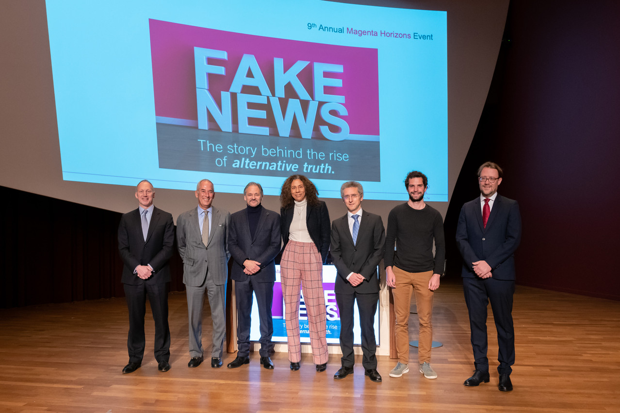 Speakers of the 9th Magenta Horizons event, all from Linklaters (Luxembourg and London), unless otherwise noted. From l to r: Gideon Moore, Thomas Glocer (Angelic Ventures), David Schrieberg (Vital Briefing), Sarah Wiggins, Patrick Geortay, Aliaume Leroy (Bellingcat), Nicki Kayser Emmanuel Claude
