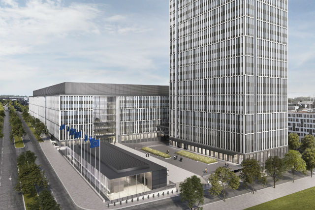 An artists' impression of the proposed Jean Monnet 2 building to house European Commission staff KSP Jürgen Engel Architekten