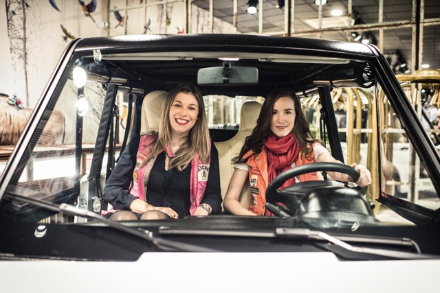 Elodie Baudin and Julie Kohlmann are pictured in their vehicle at a pre-race party in concept store Robin du Lac in March Mike Zenari/archives