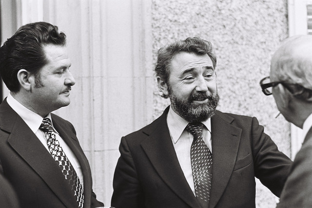 Marcel Mart (centre) pictured in a 1976 library photo European Parliament