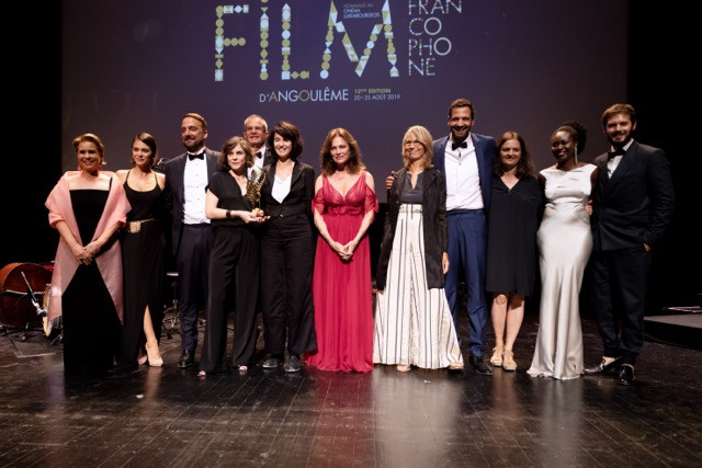 Grand Duchess Maria Teresa, far left, with prize winners and jury president Jacqueline Bisset (centre in the red dress) at the awards ceremony of the Festival du film francophone d’Angoulême. Cour grand-ducale / Sophie Margue / Sylvain Lefèvre