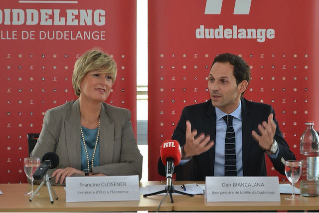 Pictured: Secretary of state for economy Francine Closener with Dudelange mayor Dan Biancalana on 29 September Luxembourg Government