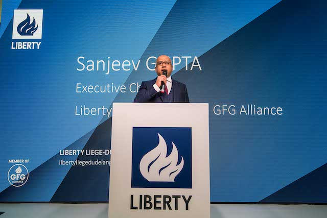 Sanjeev Gupta speaking at the official inauguration of the Dudelange plant under new ownership in 2019 Nader Ghavami