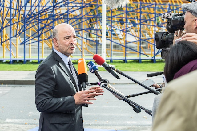 Library picture: Pierre Moscovici speaks with members of the press before a Eurogroup meeting in Tallin, Estonia, 15 September 2017 European Council