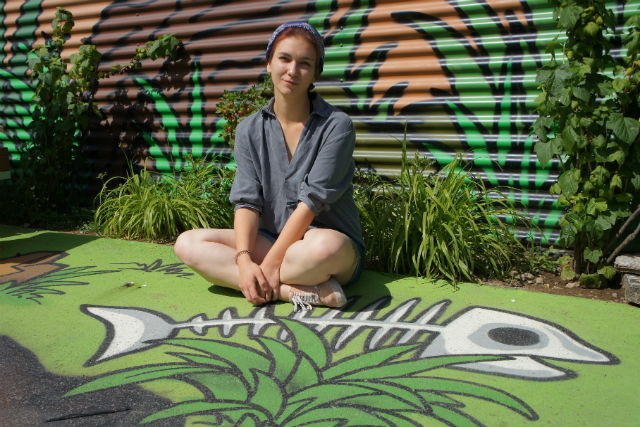 Michelle Barthel, pictured, became a climate emergency activist in spring 2019. She is pictured at the Rotondes' urban art game "Ready to Play?", by Alain Welter Jess Bauldry