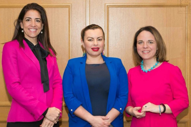 From left: Sonia Hernandez, director at Vodafone Procurement Company; Jugera Ibrahimi, chair of the British Ladies Club; and Corinne Cahen, Luxembourg’s family minister. They are pictured at the BLC’s Professional and Entrepreneurial Women event, 14 March 2018. Gretel Photography