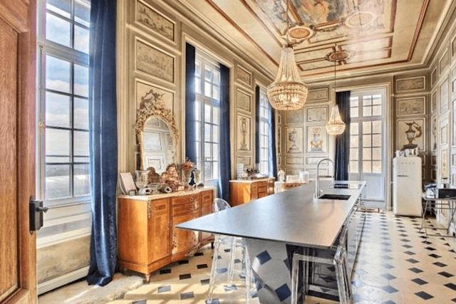 The kitchen of the penthouse apartment, pictured, was designed as a ballroom to host receptions of the Grand Ducal family Property