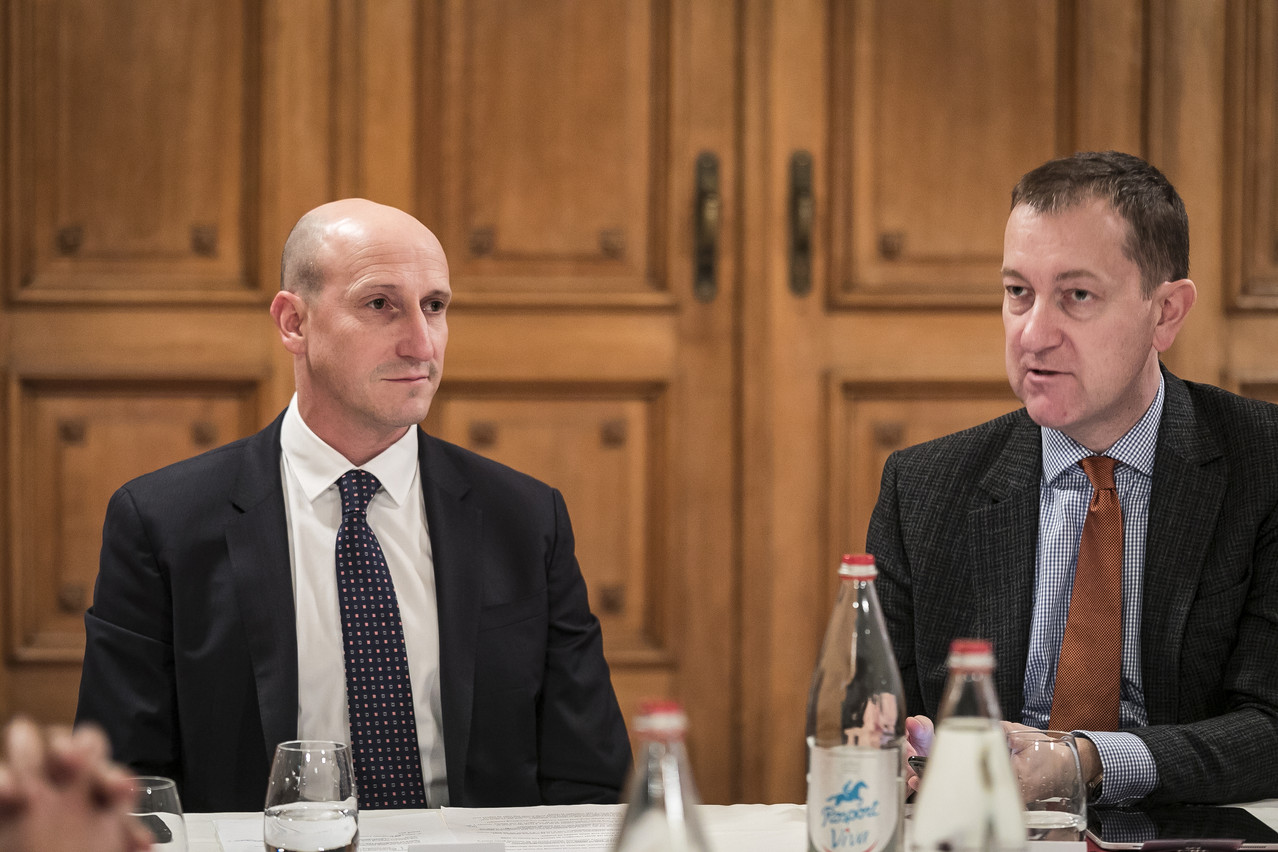 Capital Group’s Hamish Forsyth and Mike Gitlin are seen during a press conference marking the investment manager’s 50th anniversary in Europe, 12 February 2019 Capital Group