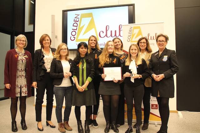 Members of the newly chartered Golden Z Young Luxembourg club along with existing Zonta International members pictured at the charter ceremony on 16 November 2018 Golden Z Club