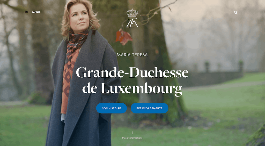A screengrab from the homepage of the new grande-duchesse.lu website. grande-duchesse.lu