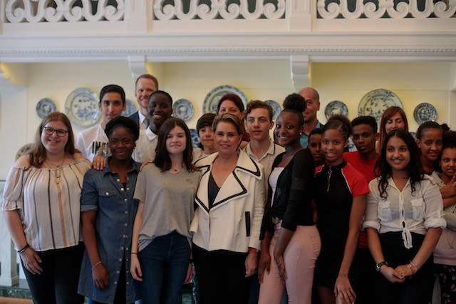 Grand Duchess Maria with the group of students in attendance at the Stand Speak Rise Up! reception held at Château de Berg on Thursday (Photo: Matic Zorman)