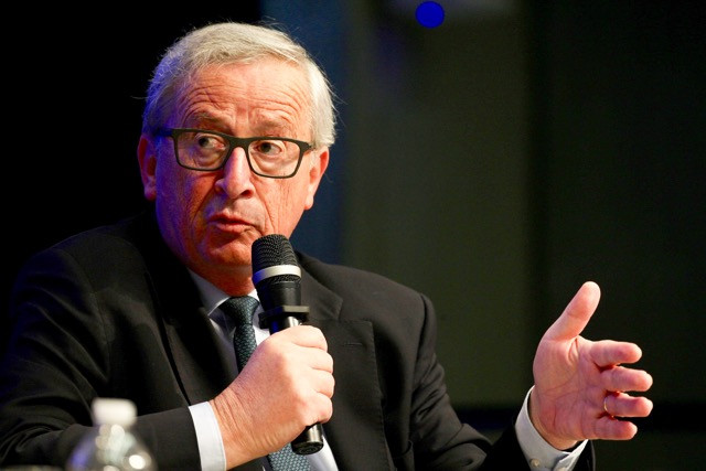 Jean-Claude Juncker, president of the European Commission and former Luxembourg prime minister, speaks at an event in Washington on 21 April 2017 European Commission