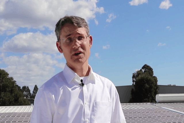 University of Newcastle professor Paul Dastoor is rolling out his organic printed solar cells on a 200 square-metre installation You Tube/screengrab