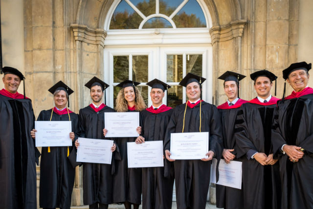 The first six graduates from the LSB's new MBA Luxembourg School of Business