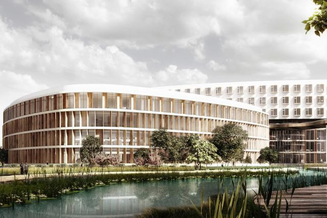 An artists' impression of the Südspidol hospital, consolidating three hospitals in one site Albert Wimmer/Architects Collective