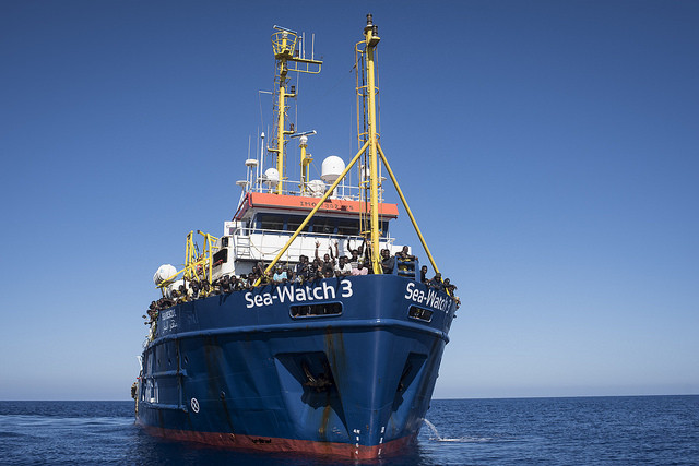 Illustration photo shows the Sea Watch 3, a vessel used to rescue migrants in the Mediterranean Chris Grodotzki/Sea-Watch.org