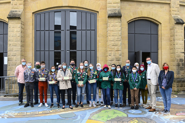 Scouts in Luxembourg City in June 2020 helped distribute masks as part of their good deeds Ville de Luxembourg