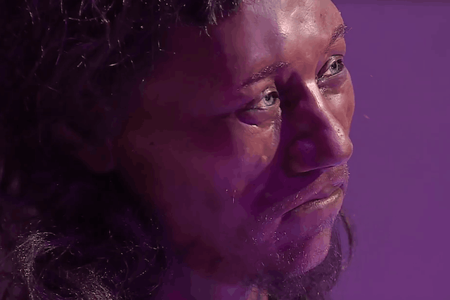A reconstruction of the 9,000-year-old Cheddar Man, named after Cheddar Gorge, Somerset, where he was found in 1903 BBC screengrab