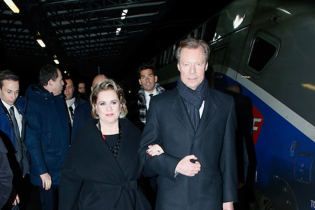 Pictured: Grand Duke Henri and Grand Duchess Maria Teresa are seen arriving at the Gare de l’Est train station in Paris, after taking the TGV high speed train from Luxembourg, 18 March 2018 Cour grand-ducale/Bertrand Rindoff/Getty Images