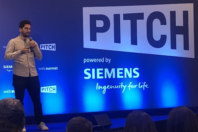 Nium founder Alberto Noronha shown during Tuesday's pitching event at Web Summit 2019 in Lisbon, Portgual Delano
