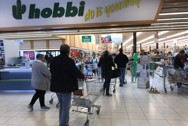 On Tuesday morning Cactus Bascharage was as busy as a Saturday with shoppers calmly stocking up on essentials Delano