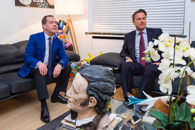 Dimitry Medvedev and Xavier Bettel held a brief tête-à-tête in the Luxembourg prime minister’s office on Tuesday afternoon SIP / Jean-Christophe Verhaegen