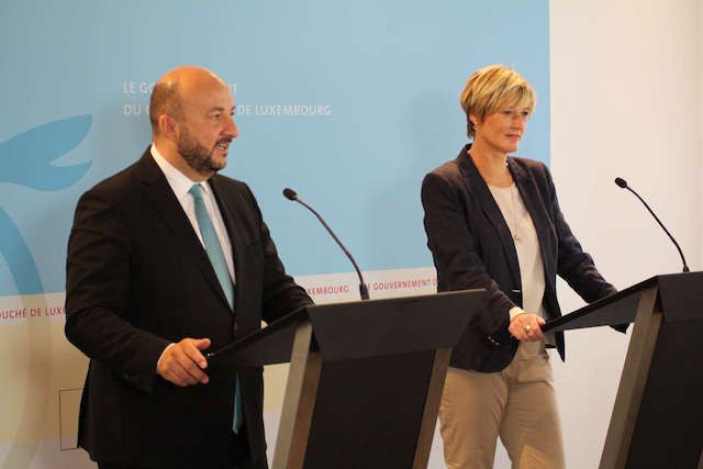 Economy minister and deputy prime minister Etienne Schneider and secretary of state for the economy Francine Closener pictured on 10 August 2018 Luxembourg economy ministry