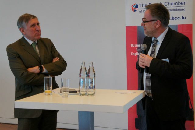 Luxembourg mobility minister François Bausch, left, with BCC vice president Daniel Eischen, 30 January 2019 Delano
