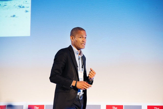 Hugues Despres of UJet speaks during The Economist’s Future of Materials conference, 13 November 2017. Around 200 industry representatives, experts and policy-makers attended the event. LaLa La Photo