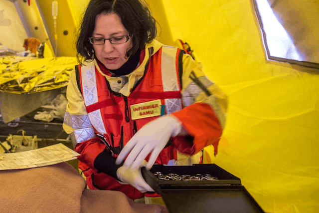 January 2019 photo shows a Samu nurse during an emergency response simulation in Esch-Belval. Anthony Dehez/archives