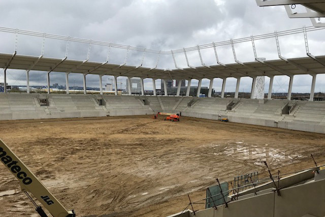 The opening of the new Cloche d'Or football and rugby stadium has been pushed back due to bad weather Paperjam