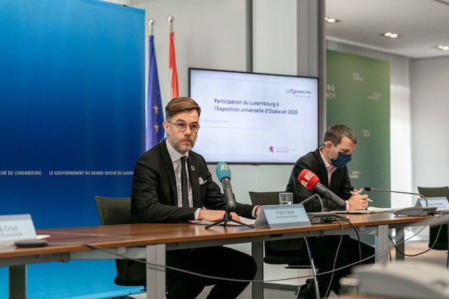 Economy minister Franz Fayot, shown here at Wednesday's press briefing, said the budget for the Osaka expo in 2025 would be reduced compared to the €32m on the country's Dubai participation. Romain Gamba