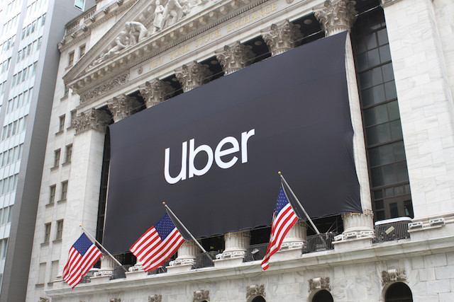 10 May 2019 photo marks the moment Uber Technologies Inc became a public company via an initial public offering IPO on the New York Stock Exchange Shutterstock