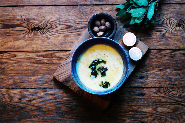 Make your own parsley root soup with coconut milk and crispy sage with Terre Kitchen's recipe Terre Kitchen
