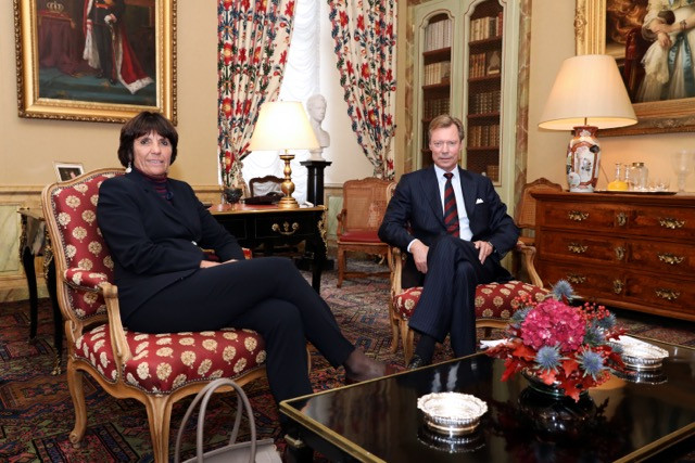 Grand Duke Henri named Martine Solovieff (left) to facilitate coalition talks, 15 October 2018 Cour grand-ducale/Sophie Margue