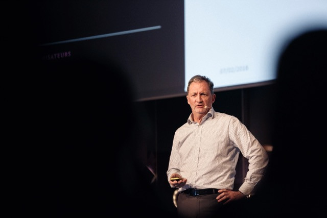 Marc Hemmerling, pictured at a Paperjam Club 10x6 talk on fintech in February 2018, is stepping down as head of digital projects and innovation at ABBL. He will be replaced by ING’s Ananda Kautz in August. Maison Moderne