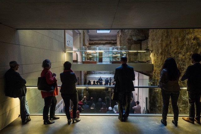 Journalists watch prime minister Xavier Bettel speak at the history museum on 9 January 2019 Mike Zenari