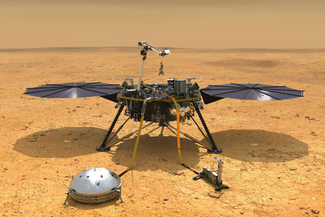 Artists' impression shows Insight lander deploying its instruments on Mars. Photo: Nasa Nasa