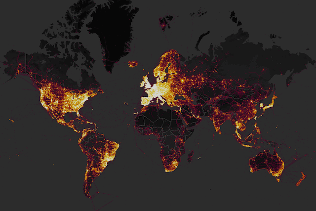 Strava has created a heat map of all the activities done by its users. Strava screengrab