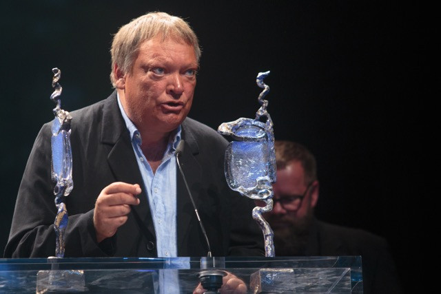 Pol Cruchten collecting the best documentary award for his brilliant documentary “Voices from Chernobyl” at the Lëtzebuerger Filmpräis in September 2018. Matic Zorman