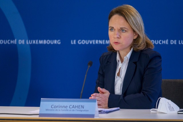 Family minister Corinne Cahen, shown here during a 23 March press conference SIP/Jean-Christophe Verhaegen