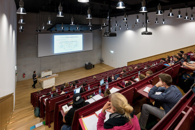 Illustration photo shows students in an auditorium at the University of Luxembourg Nader Ghavami