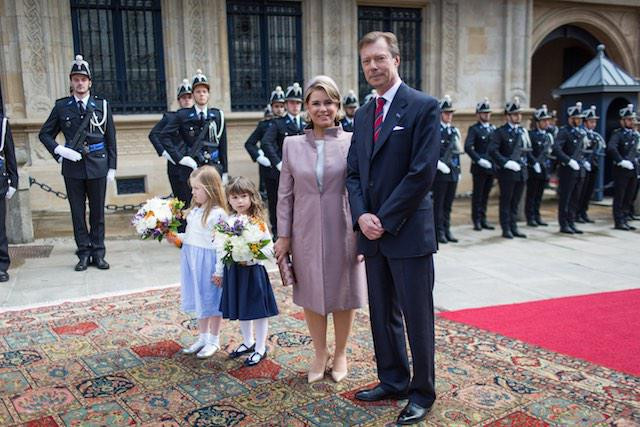 May 2018 archive photo shows Grand Duchess Maria-Teresa and Grand Duke Henri as they waited to greet the king and queen of the Netherlands in Luxembourg Cour grand-ducale/Cyril Moreau/Bestimage