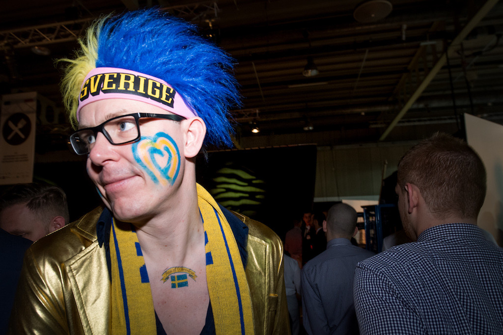 A Swede all decked out in national colours is pictured at Expogast last Monday. Nader Ghavami