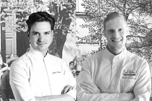 Thomas Murer, pictured right, has officially announced his intentions to open his own restaurant, leaving his position to adept chef Louis Scholtès, pictured left. Aal Schoul