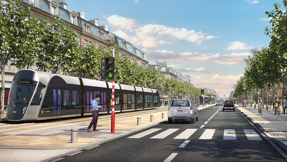 The magnificent view along the avenue de la Liberté will be retained once the tram is operational between the central station and the pont Adolphe. (Illustration: Luxtram)