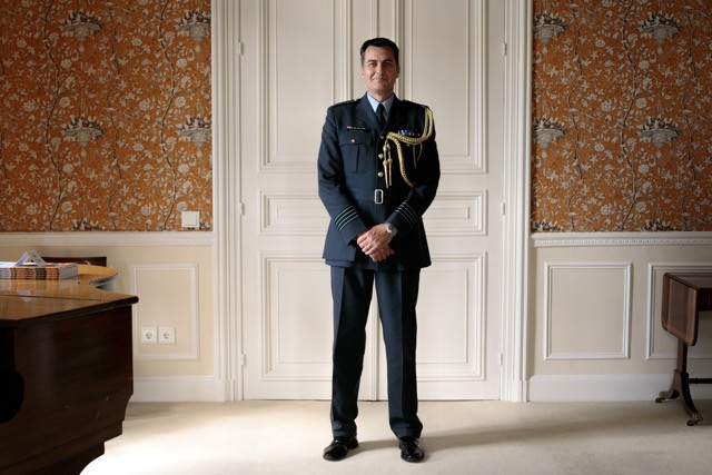 UK defence attaché Group Captain Justin Fowler in the residence of the British ambassador to Luxembourg, July 7 2020. Matic Zorman