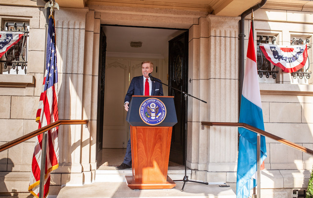 US ambassador Randy Evans addresses guests at the embassy’s Independence Day celebration LaLa La Photo